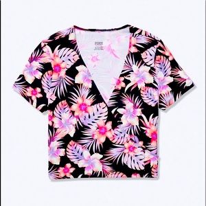 Victoria’s Secret PINK Purple Tropical Ultimate Wrap Top (XS)
